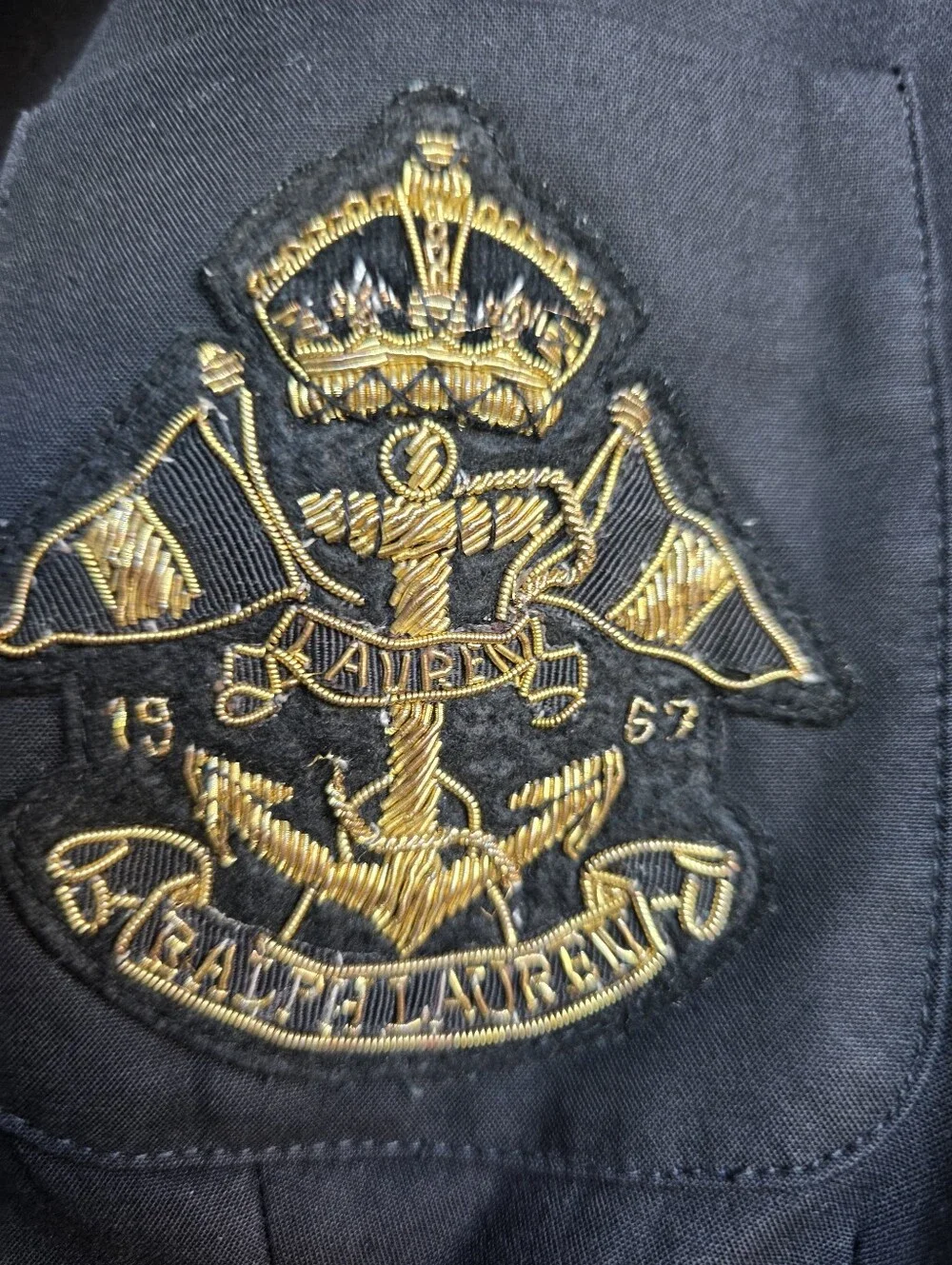 Lauren Ralph Lauren Black & Gold Nautical Pocket Patch Petite Size Med - Picture 5 of 7